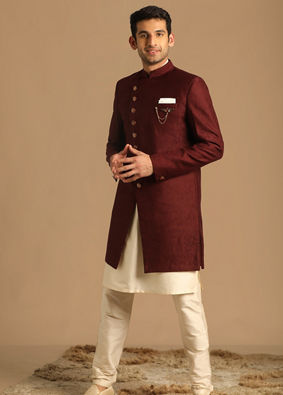 Smart-Fit Maroon Indo Western image number 0